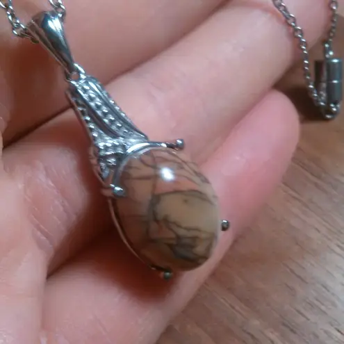 Cherry Creek Jasper Stainless Steel Pendant Necklace