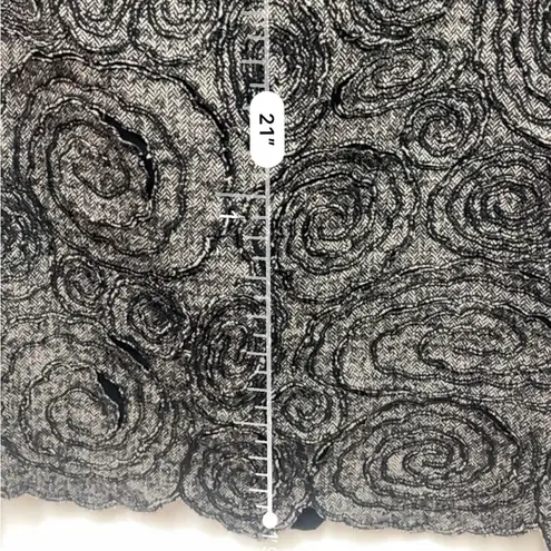 Per Se Skirt Black White Herringbone Floral Wool Blend Size 6