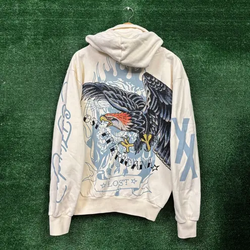 Ed Hardy x Machine Gun Kelly Lost Americana MGK Oversized Zip-Up Hoodie Small