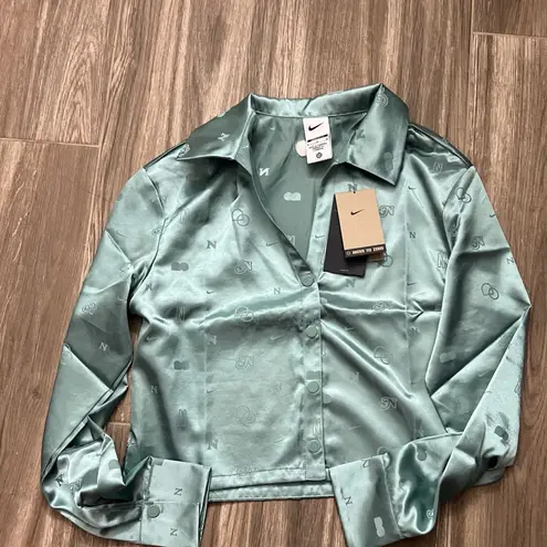 Nike Womens Tennis Shirt Loose Fit Sz M Green Size M