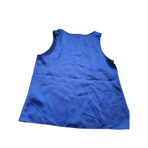 Club Monaco Silk V-Neck Tank Top Cami Large Navy Blue Quiet Luxury Capsule Chic