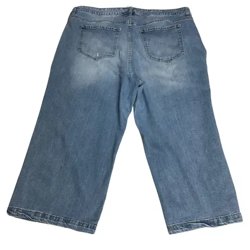 Lane Bryant  Women's Signature Fit Cropped Mid Rise Wide Leg Jeans Blue Size 22