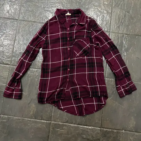 Rebellion Burgundy Plaid Button-Down Shirt