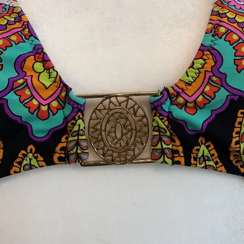 Trina Turk  Medallion Buckle Bikini Tie On Top (TOP ONLY) Size Small