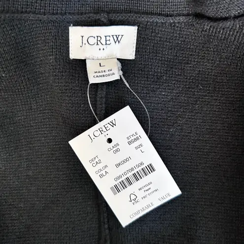 J Crew Women Size L Black Knit Blazer Jacket Cardigan Sweater Comfort Lagenlook Size L