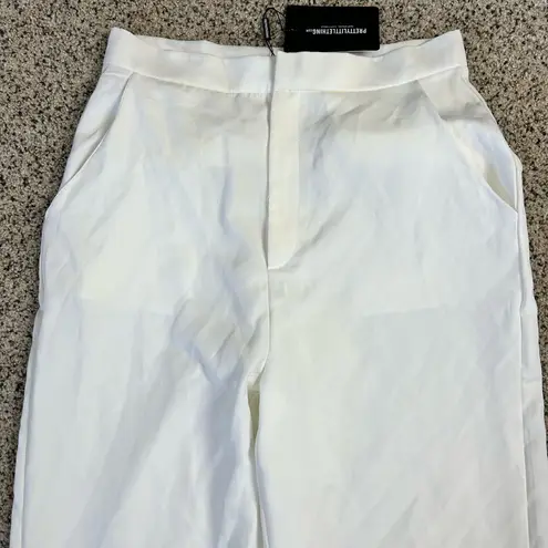 Pretty Little Thing Wide Leg White Dress Pants Trouser NwT Size 8 Tall 30x36