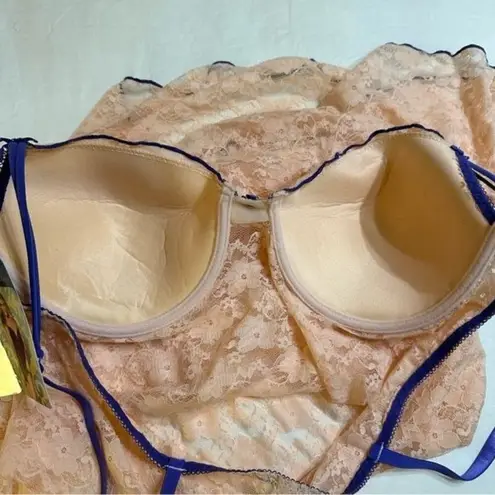 Just Sexy Lingerie Beige & Purple Sheer Lace Floral Chemise & Thong Set 1X