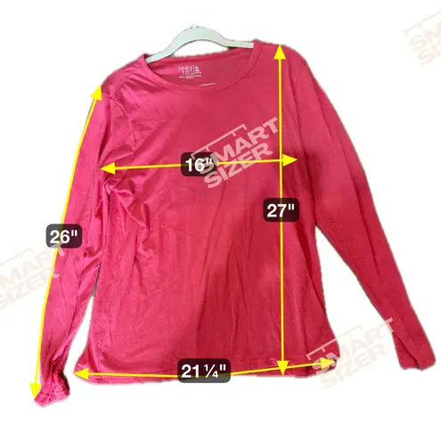 Time and Tru Womens XL Long Sleeve Crew Neck T Shirt Apple Juice HTR Top Red