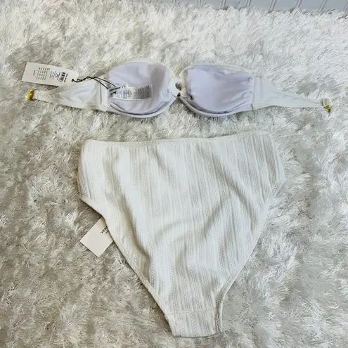 VERO MODA NWT White Strapless Bikini High Waist Bottom Sz Small Medium
