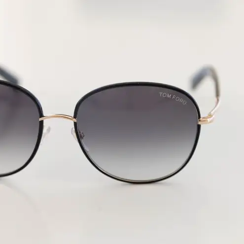 Tom Ford Black and Gold Georgia Sunglasses with Case