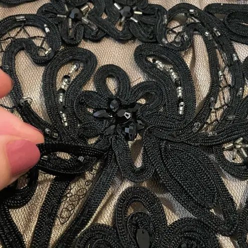 Sue Wong Nocturne Black Lace Beaded Evening Cocktail Dress Size 2