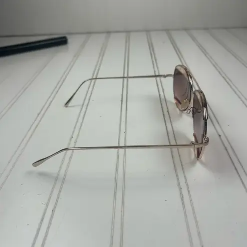 Floral Aviator Sunglasses Rose Gold Frame Pink Gradient Lenses Brown