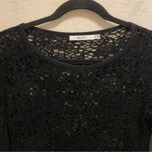 Bailey 44 Black Open Knit Long Sleeve Tee Size XS