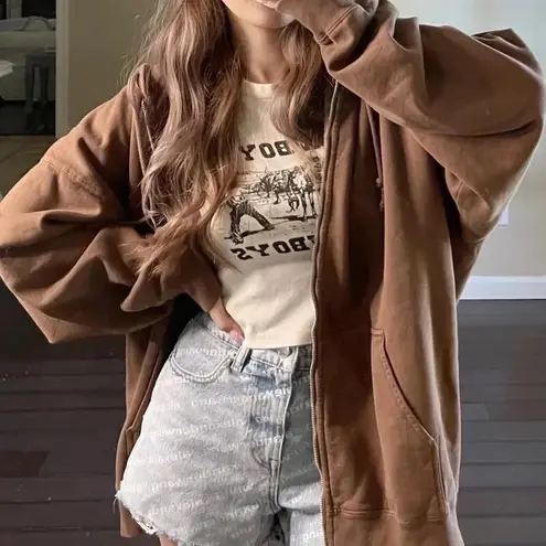 Brandy Melville Brown Christy Zip Up Hoodie