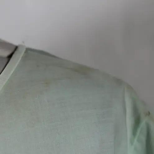 Vintage 1960s–70s Sears Pastel Green House Dress Floral Embroidery & Bow Detail Size XL