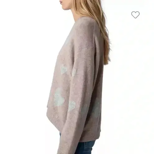 Zadig & Voltaire NWT Markus Heart Destroyed Cashmere Sweater Pink M