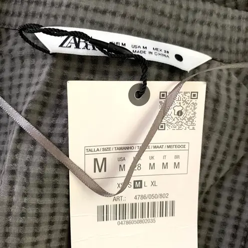 ZARA  ZW COLLECTION FLORAL EMBROIDERED PAJAMA SHIRT in Gray