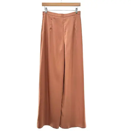 FATE 2pc Satin Cropped Wrap Blazer & Wide Leg Pant Set Brown Medium Large NWT