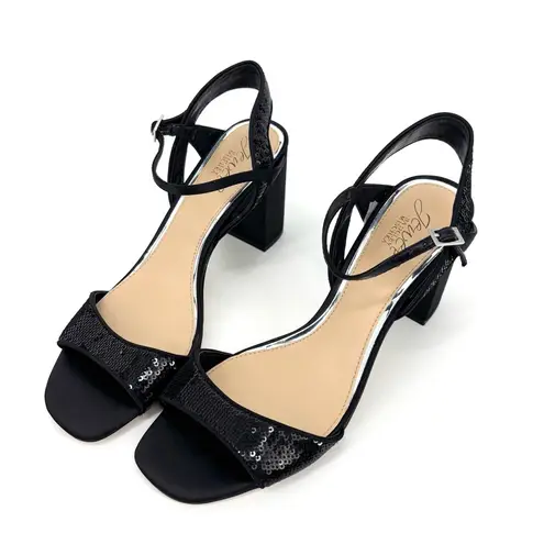 Jewel Badgley Mischka Irma Block Heel Sequins Sandal
Size 8.5 Black
