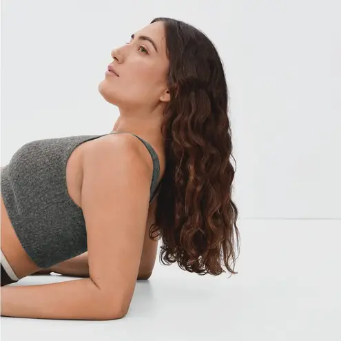 Everlane  Cozy Stretch Crop Tank Top Ribbed Wool/Yak/Nylon Dark Grey S NWT