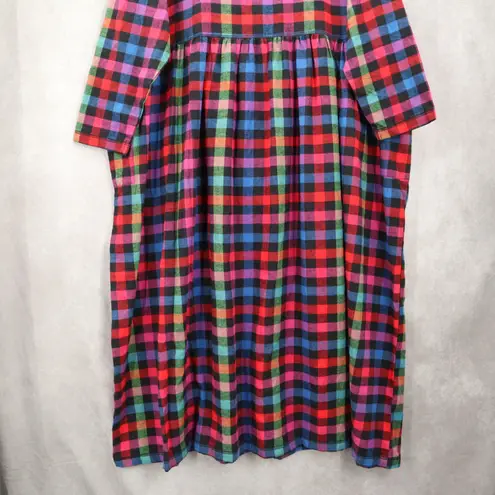 Plaid Buffalo Maxi Flannel Granny Cottage Pearl Snap Electric VTG Y2K Dress 1X Red
