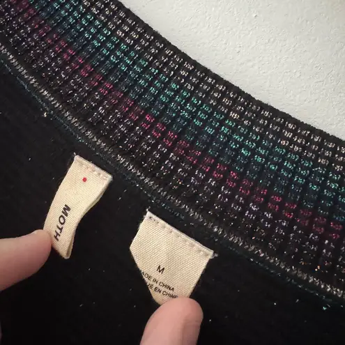 Moth Anthropologie XS Mulah Lurex Stripe Colorful V Neck Sweater Tinfoil Shimmer Size M