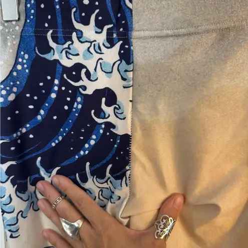 Blackmilk GREAT WAVE OF KANAGAWA BY HOKUSAI PRINTED LEGGINGS SZ SMALL MED RISE