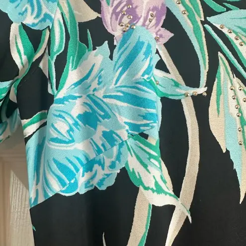 JM Collection Women’s floral dress with ruched sleeves, size medium