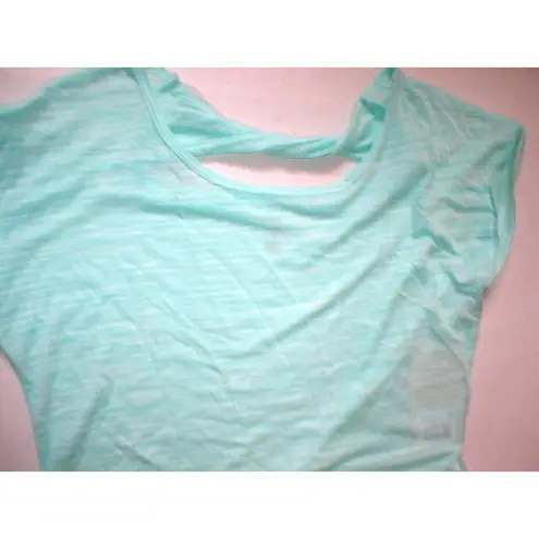 New NWT Womens Marika Balance Soft M Mint Green White Burnout Top Kimmy Tee Size M