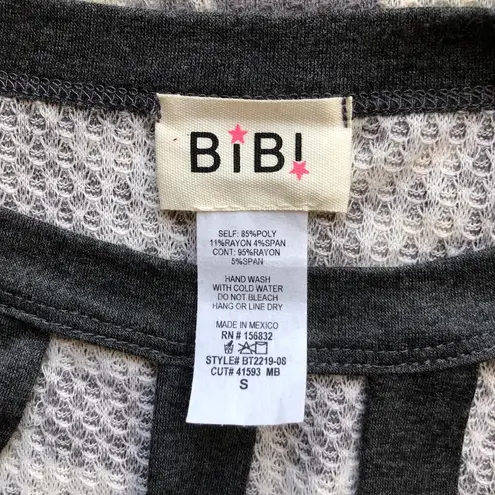 Bibi Tie Dye Print Top Contrast Caged Neck Short Sleeve Gray Women's Size Small