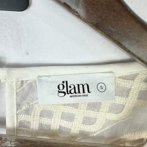 Glam Dress Small Ivory Lace Sleeveless Crochet Lace Cottagecore Romantic Indie