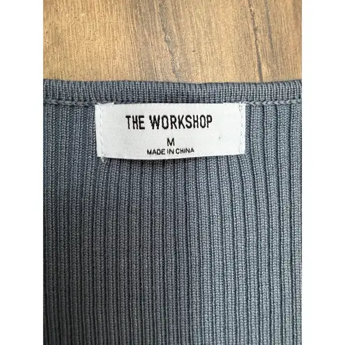 Workshop Republic Clothing The Workshop Gray Ribbed Ruffle Hem Knit Top Women's Medium