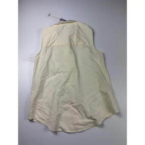 Vetta Sleeveless Button Down Shirt Ivory Collared Top XS