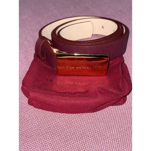 Heaven Mayhem Plate Belt in Gold & Burgundy Small Womens Leather Buckle Red