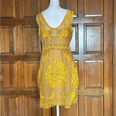 Yoana Baraschi Anthropologie Honeycomb Silk Lace Embroidered Dress by Size 8