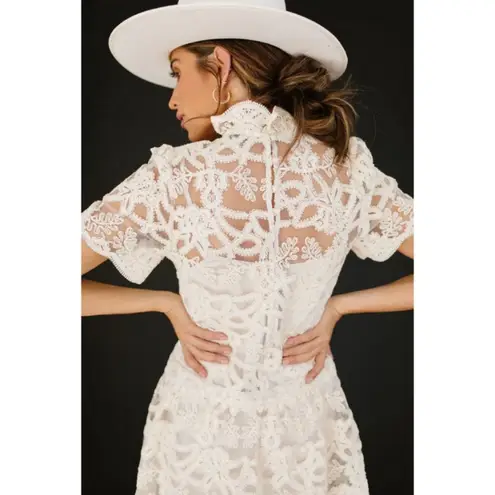 Current Air ππ Lace Mock Neck Dress ~ Cream Large L NWT