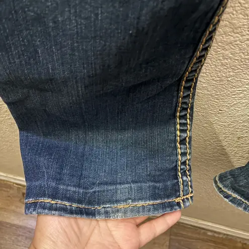 L.A. Idol Bootcut Rhinestones Accent Contrast Stitches Dark Wash Flap Pockets 7 Blue Size undefined