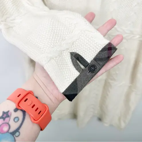 Barbour | Cream White Winter Tartan Etal Cable Knit Sweater Dress Sz. 16