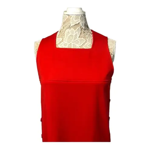 Vintage SEARS 1970 jumper dress with pockets and buttons downside in red size 12