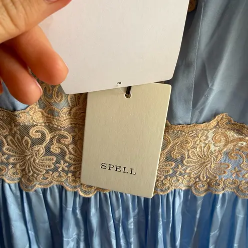 Spell Blue and Beige Lace Maxi Dres NWT Size M