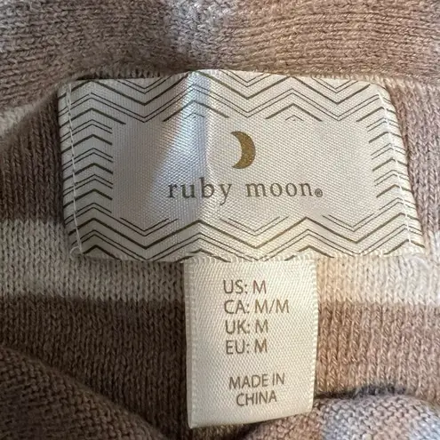 Ruby Moon Anthropologie Tan/White Cowl Neck Oversized Tunic Sweater M
