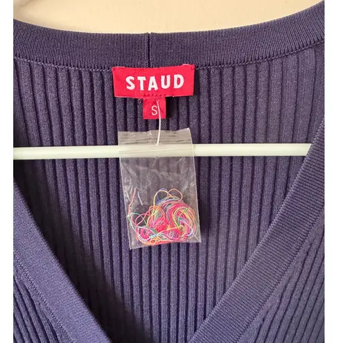 NWOT Staud Cargo Navy Multi Ribbed Cardigan Size Small Blue