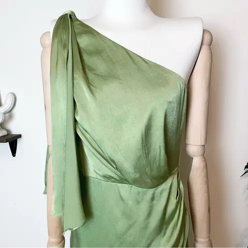 Elliatt Camilla Satin Asymmetrical Midi Dress Sage Green St Patrick’s Day