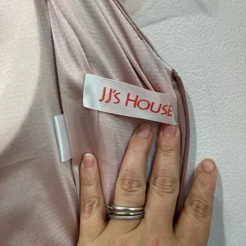 JJ's House JJ’s House Dusty Rose Velvet Gown Beaded Sleeve Wedding Guest Dress Size 10/12