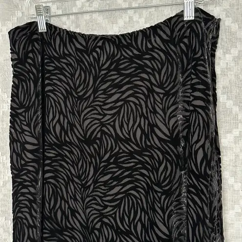 Rena Rowan Vintage Burnout Velvet Black Midi Skirt Sz 16 Dark Floral Whimsigoth