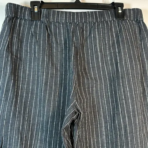 Eileen Fisher  Delave Organic Linen Pull On High Rise Stripe Pants Larege Petite