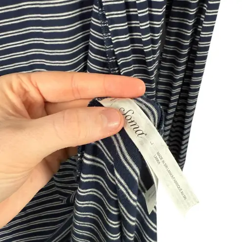 Soma Cool Nights Navy Blue Striped Robe Cardigan Open Front Womens Large