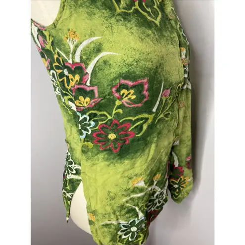 Jams World Womens‎ Jam World Green Floral Sleeveless Nohara Blouse XS - Image 5