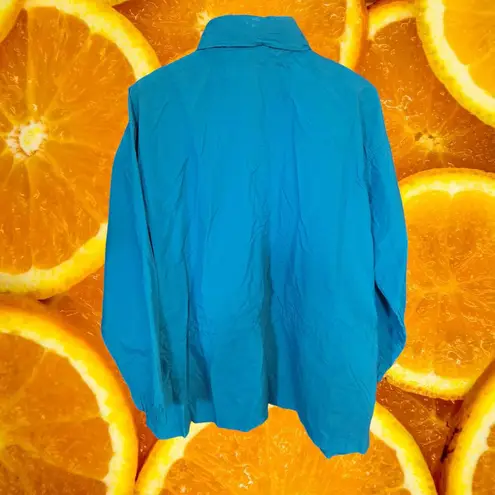 VTG Cottage Essentials Blue/Green Full Zip Lightweight Jacket Hidden Hood XL Blue