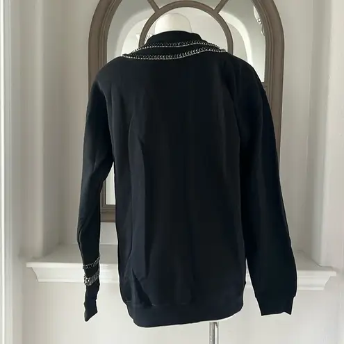 Collina Strada Baguette Crystal Trim Cotton Sweatshirt Tennis Crew Size M NEW Black Size M